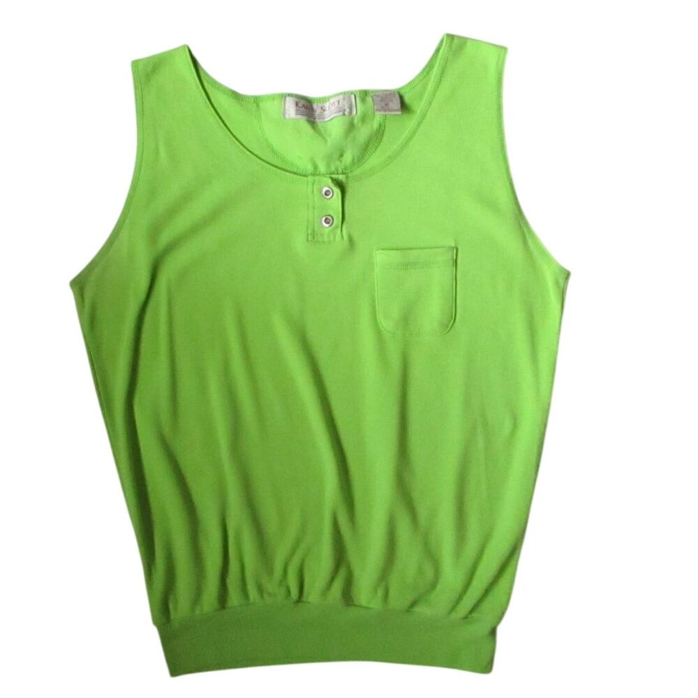80s Pistachio Green Henley Tank Top Size Vintage Sleeveless M Sporty Fem Tennis